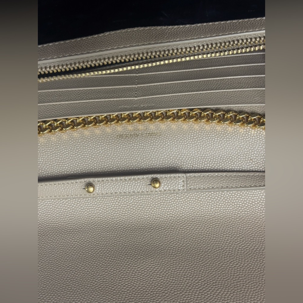 Saint Laurent Taupe Quilted Leather Chain Shoulder Bag with Gold Hardware - Picture 3 of 10